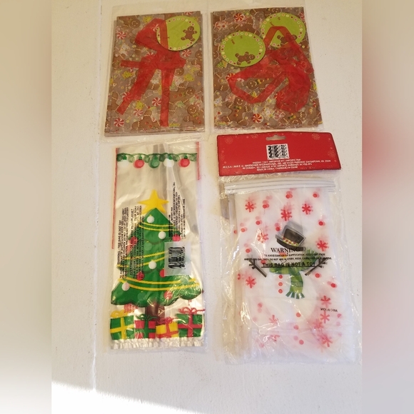 Lot of 4 Sealed Christmas Cookie Tray Bags Bakery Bags Cello Bags with Ties - Picture 5 of 8